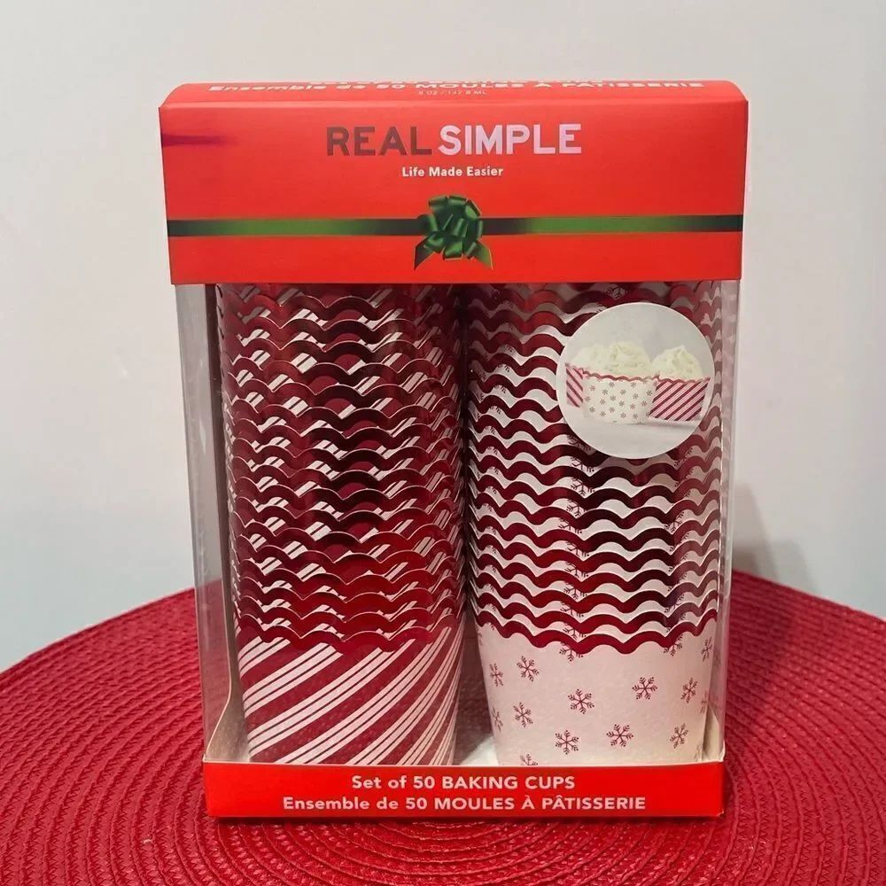 Real Simple Baking Cups Red and White 50 pieces NWT